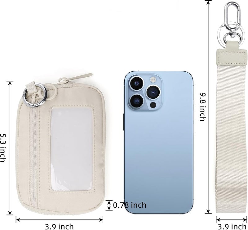 DiDida The Iris Wallet Zip Card Case with Keychain Wristlet ID Window Purses for Women Wrist Lanyard, Beige - Image 5